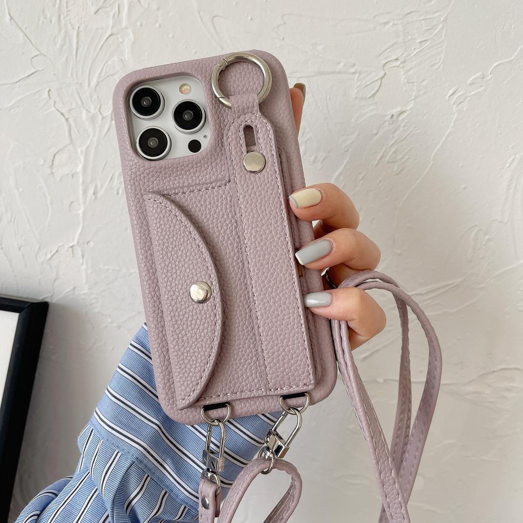 Handgelenkschlaufe Umhängeband Hülle für iPhone 13 12 Mini 15 14 11 Pro XS Max X XR 7 8 Plus Kartenhalter Brieftasche Lederhülle