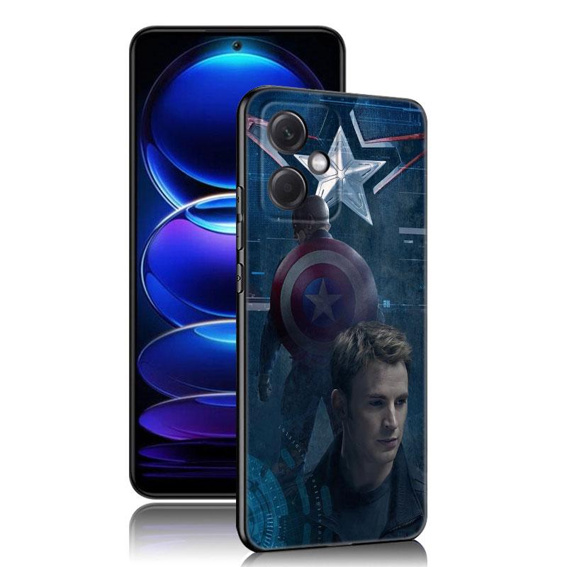 Captain America Black Silicone Phone Case For Xiaomi Redmi Note 10 11 11S 12 13 4G 8 9 11T Pro 5G Plus 8T 9S 10S 12S