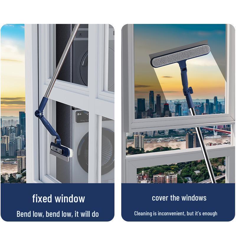 High-Rise Double-Sided Window Cleaner: Exterior Glass Squeegee Tool