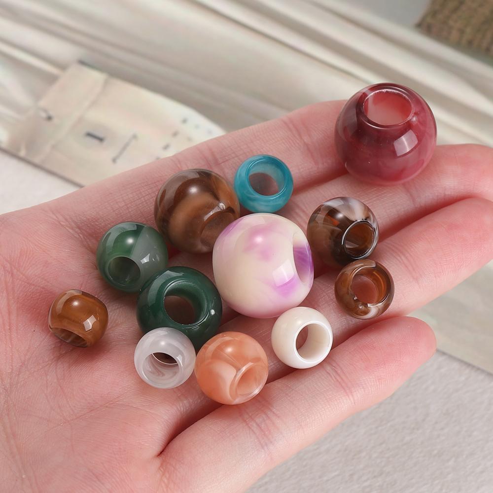 10/30/50/100pcs Acrylic Round Large Hole Beads Two-color Spacer Beads for DIY Jewelry Making Necklace Bracelet Craft Accessories