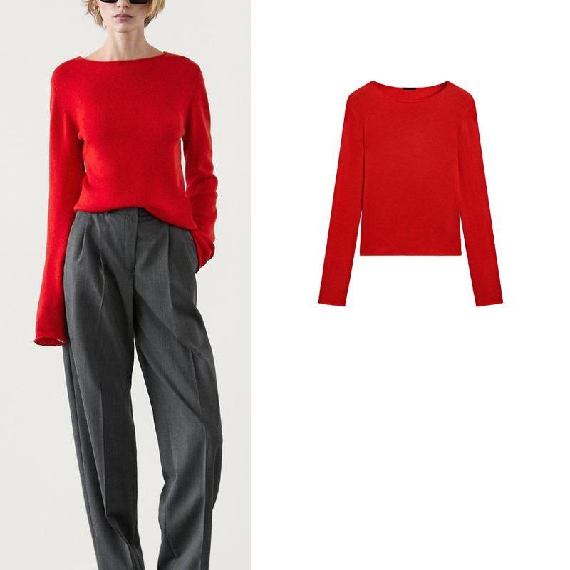 MD Fall and Winter New Women's Clothing Fashion Wind Casual Red Soft Glutinous Long Sleeves Sweater Base Knitwear 5714622