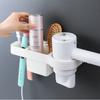 New No Drilling Bathroom Shelf Wall-mounted Space-saving Hair Dryer Holder Plastic Storage Shelf Storage Shelf Home
