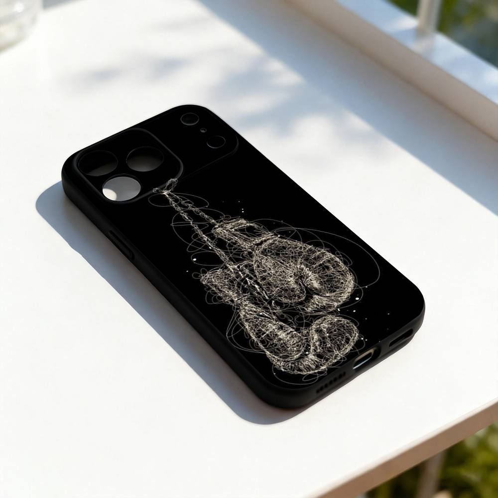 Boxing Gloves Cool For iPhone 17,16,15,14,13,12,11,Pro,Max,Plus,E,SE4,Air,Mini Black Soft Cover Phone Case