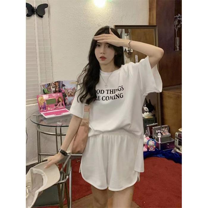 Sports Suit for Female Summer Students Korean Style Loose Fashion Short-sleeved Shorts Casual Running Two-piece Set