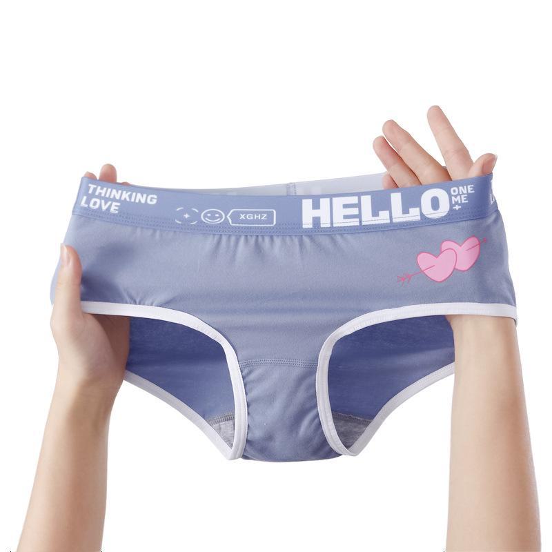 

Женские хлопковые трусы 2024 года лета: Средняя талия, 100% хлопок в области промежности, тонкий фасон для девочек и студенток. XL синий