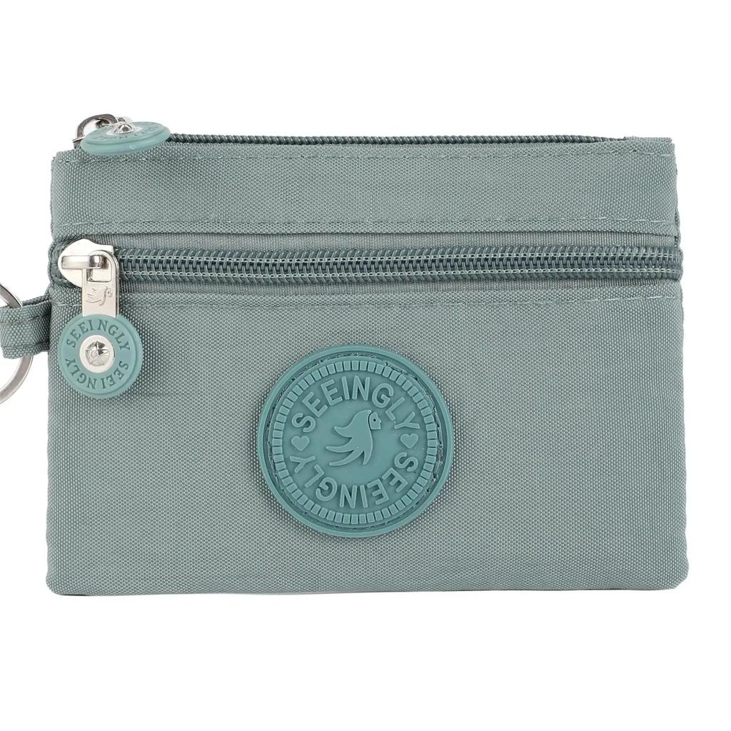Nylon Solid Color Long Short Bank ID Credit Card Wallet Coin Keys Bags Purse Earphone Storage Bag Purse Pouch Double Zipper
