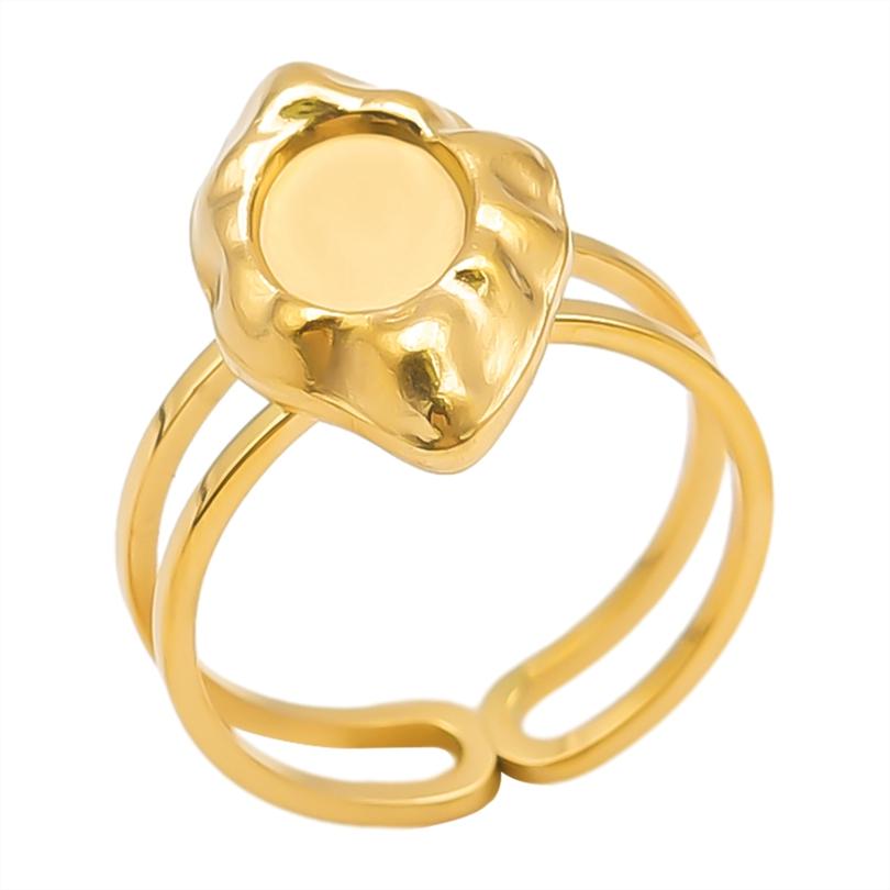 Neuer Offener Verstellbarer Ring Blatt Schlange Herz Echt Vergoldeter Edelstahl Ringe Für Frauen Männer Zubehör Mehrschichtiger Schmuck