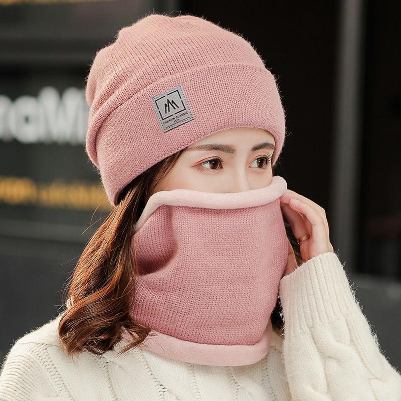 Windproof Fleece-Lined Neck Warmer & Ear Protection Set for Autumn/Winter - Korean Style Casual Outdoor Cycling Wool Hat
