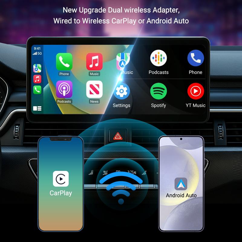 2025 New Upgrade Wired To Wireless Carplay Android 2In1 Adapter Car Gadget Smart Box Plug&Play 5Ghz Wifi Fast Connect Mini Box