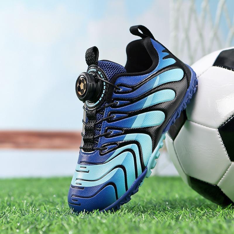 Children's sports shoes Boys and girls spinning buckle low-top broken nails School game football shoes 31-40