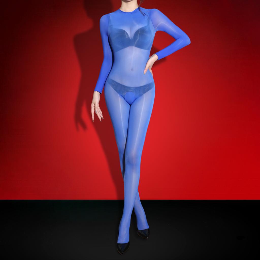 Damen Sexy Dessous Ganzkörper Bodysuit Hinten Offen Catsuit Öl Glänzend Bodystocking Große Größen 5D Uniform Versuchung Erotischer Leotard