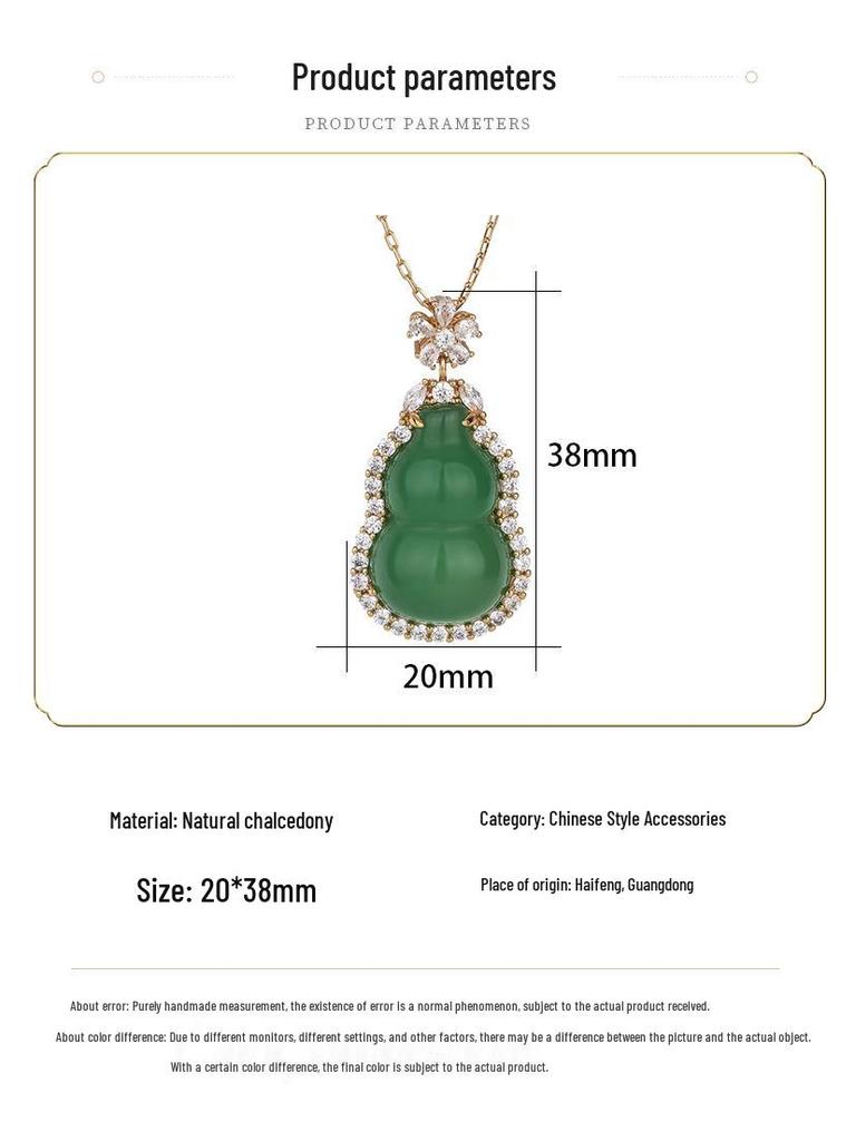 Aieryuan Ethnic Style Green Chalcedony Gourd Jade Pendant Necklace