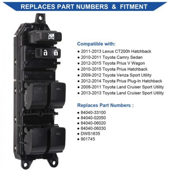 Window Switch Control For 2008-2015 Toyota Camry/Land Cruiser/Prius/Venza Lexus