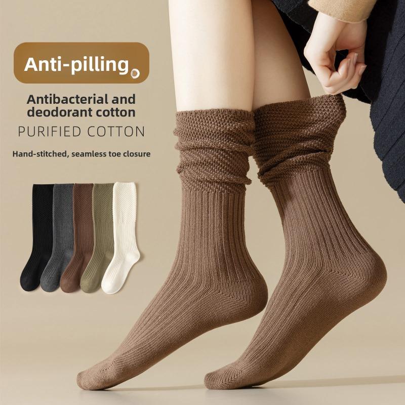 Female Autumn and Winter New Warm Solid Color Comfortable Long Tube Pile Socks