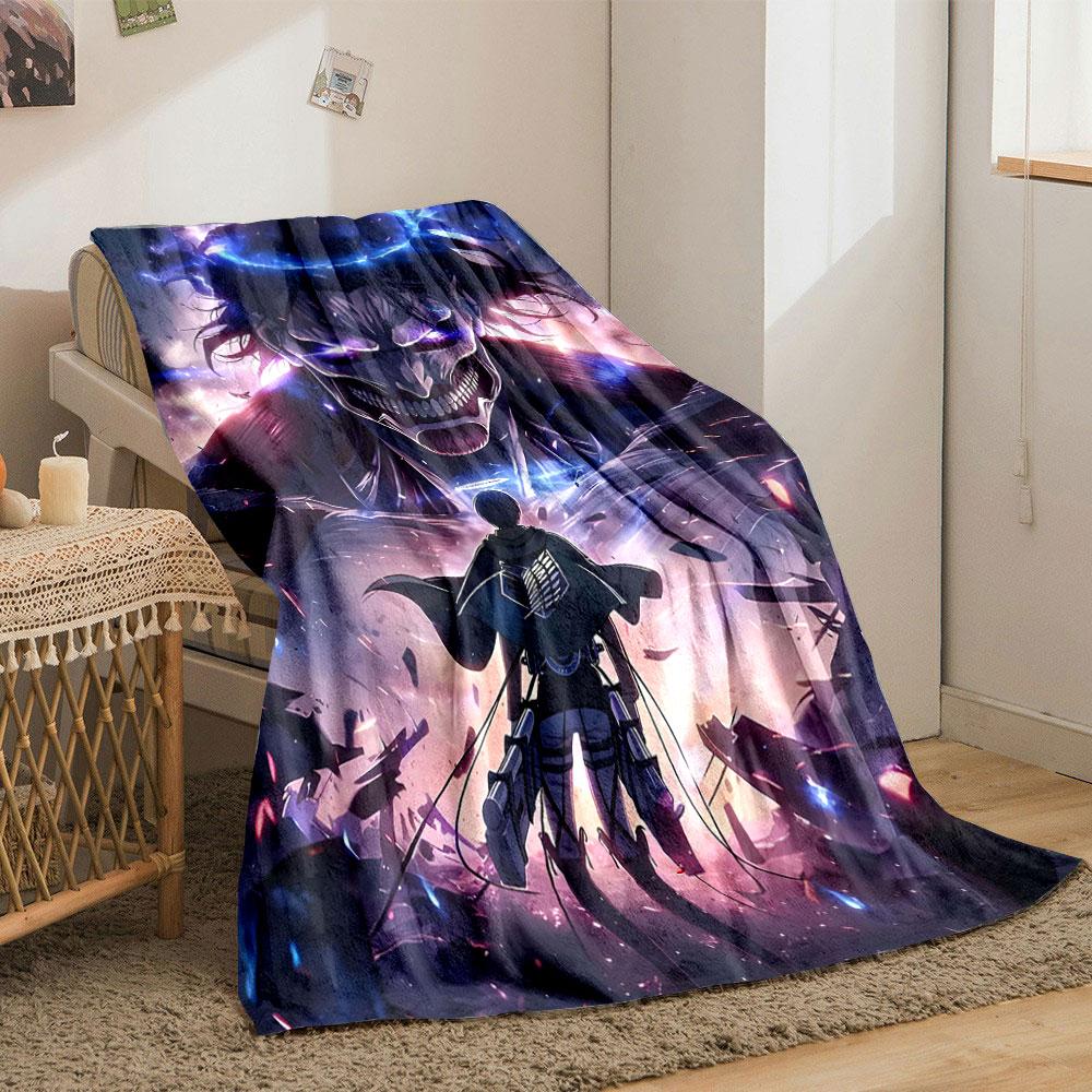 A glowing humanoid stands before a massive, glowing demon-like figure. for all seasons blanket lunch break throw gift