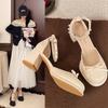 Fashion French Block Heel Baotou Bow Women's 2025 New Summer Temperament Elegant  Jane Shoes