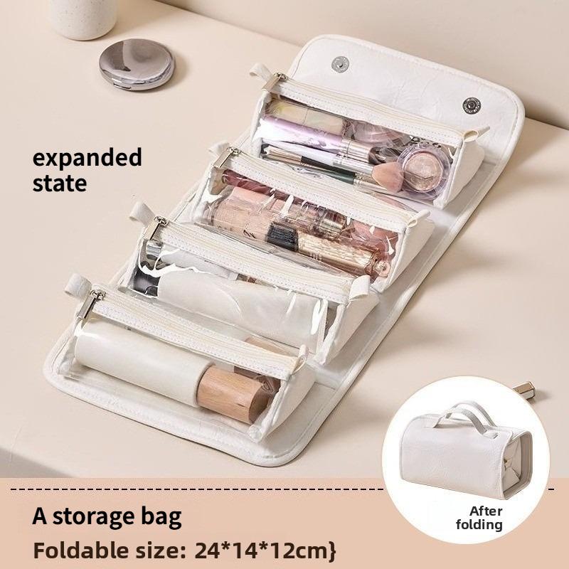 

1pc Cosmetic Bag Stylish Large Capacity Portable Waterproof 4in1 Travel Toiletry Storage Organizer for Daily Use белый