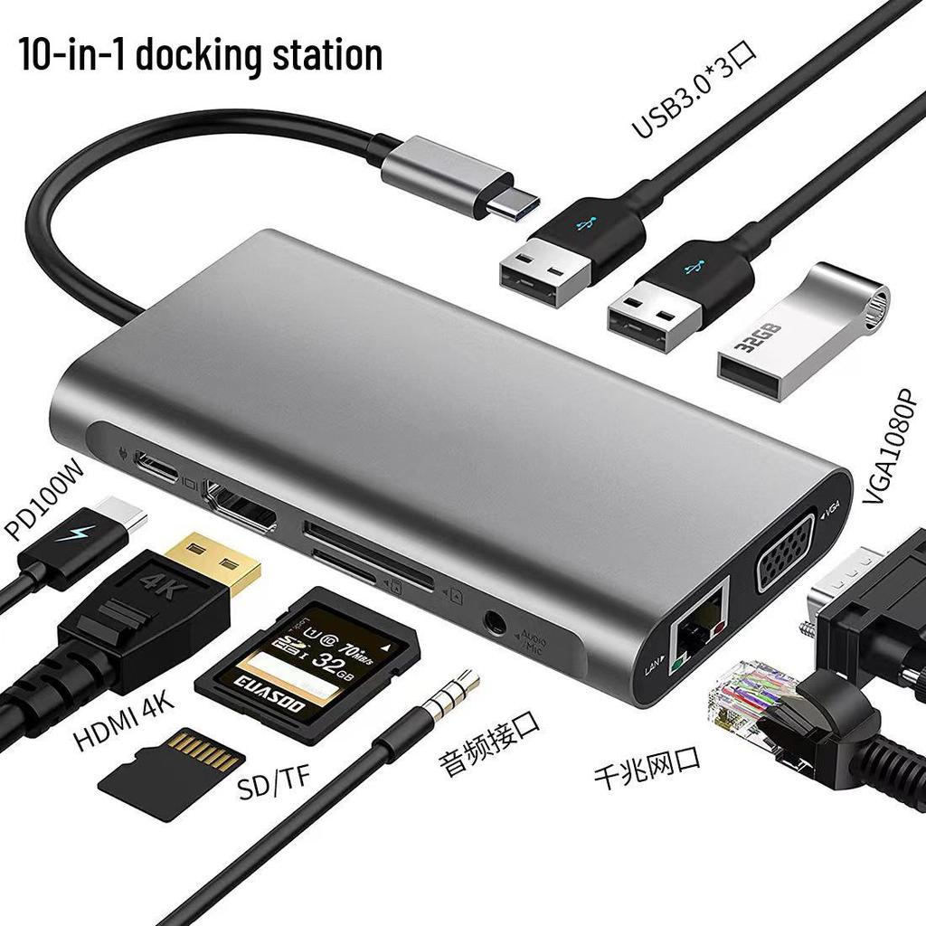 Type-C Multi-Port Adapter: USB Splitter, HDMI, Network, Converter, 5-in-1 Dock