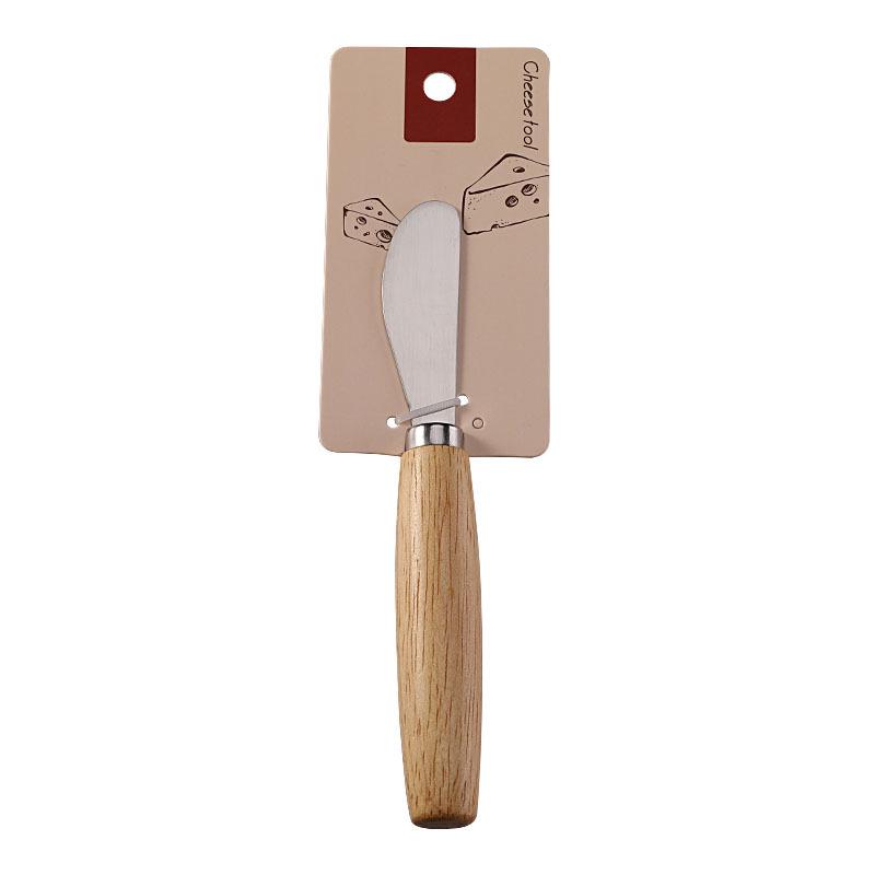 Rubber Wood & Stainless Steel Cheese Knife Set - Western Tableware with Knife, Fork, and Spoon