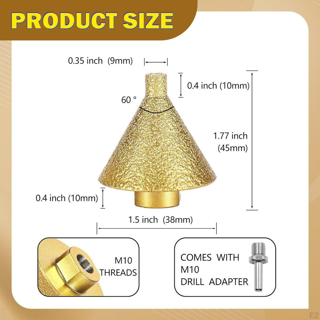 Beveling Chamfer Bit 38mm Drill Sturdy for Existing Holes Enlarging Shaping Trimming Marble