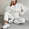 Women's Knit Sweater and Jogger Set Casual Loose Fit Cable Knit Pullover with Elastic Cuff Pants In White