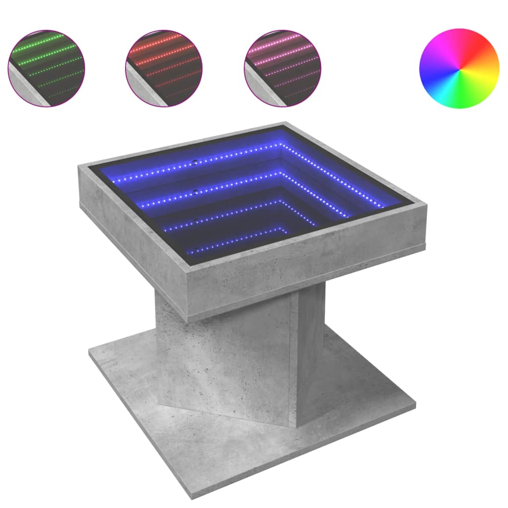 LED Coffee Table Concrete Grey 50x50x45 cm Particleboard