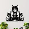 Vintage Metal Wall Art Mother Cat Kittens Striped Fantasy Silhouette Geometric Pattern Living Room Decor Gift for Cat Lovers