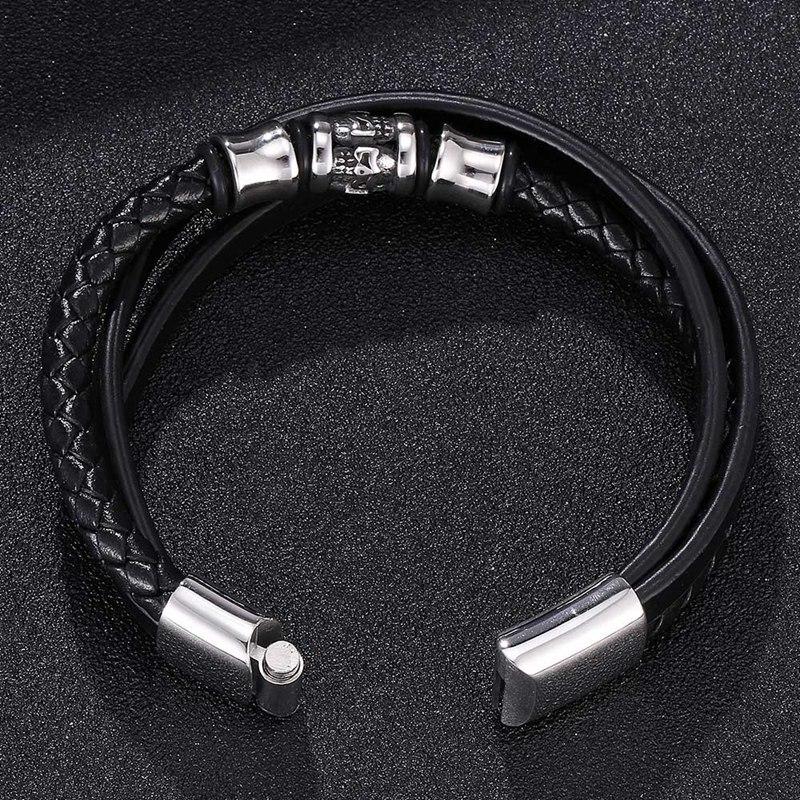 Fashion Multilayer Bracelets Bangles For Men Stainless Steel Clasp Bracelet Punk Skull Bracelet Fashion Bangles Jewelry