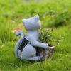 Solar Powered Decorative Animal Planter Resin Cat Butterfly Planter Statue Creative Desktop Cat Flowerpot for Cabinet Backyard