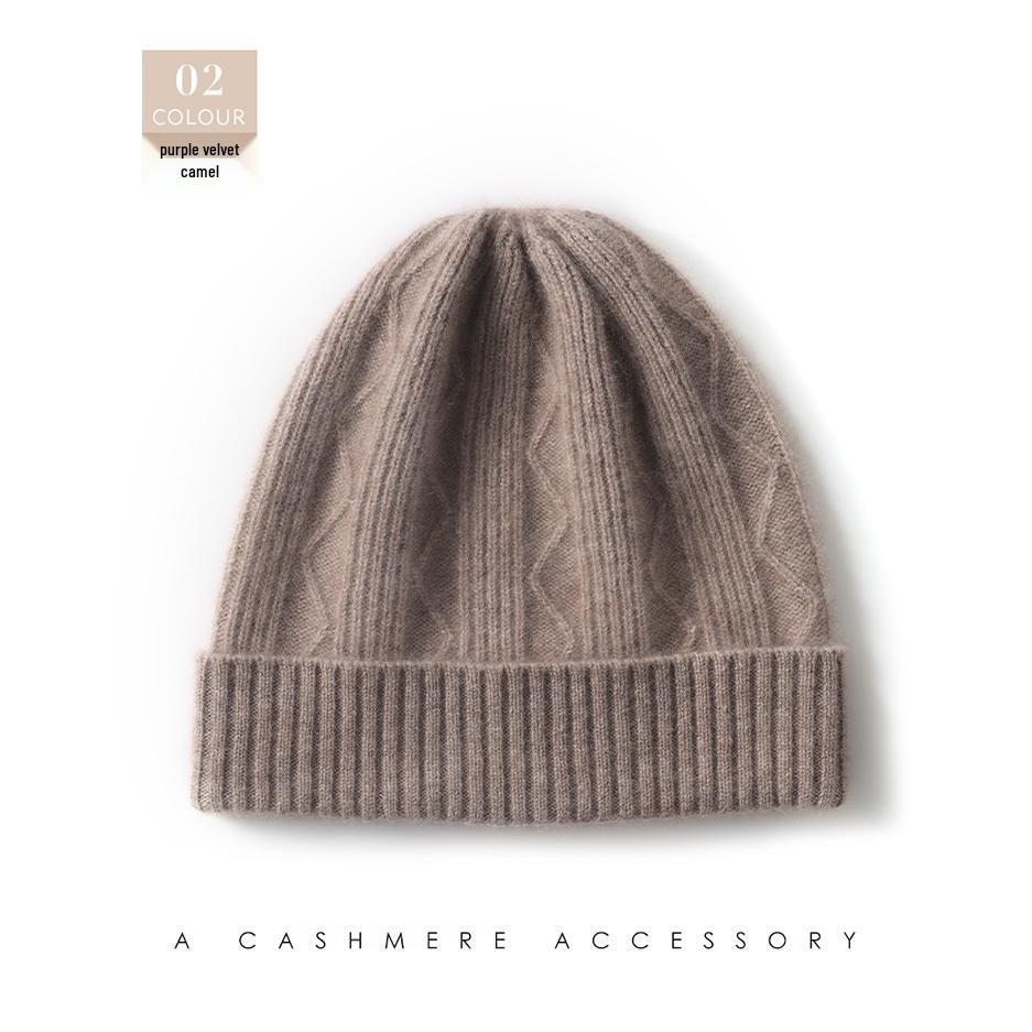 Unisex Wool & Cashmere Knit Beanie - Warm Winter Hat with Ear Protection