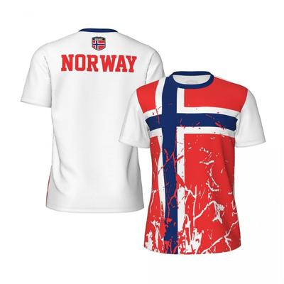 T-shirt Grafica da Uomo Norvegia Moda Sportiva Larga Manica Corta Estate Nuovo Design Stampa 3D Magliette Fitness Magliette da Calcio