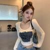 Spice Girl Slim and Thin Long-sleeved T-shirt Design Sense Niche Knitted Women's Autumn and Winter New Models with Short Inner Models