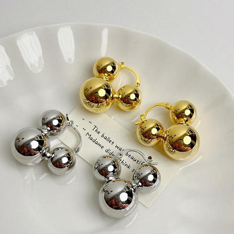 Retro Glossy Round Ball Stud Earrings 2024 - High-End Niche Design for Women Ear Accessories