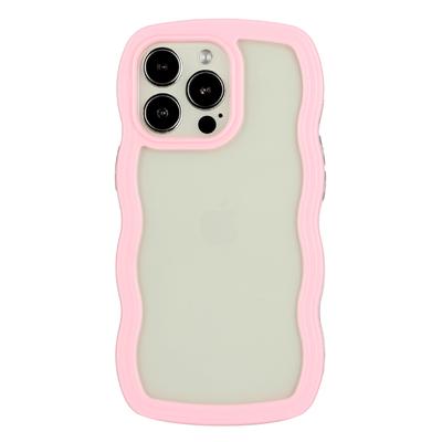 For iPhone 15 Pro Transparent Back Cover Wave Edge PC+TPU Detachable Color Frame Anti-scratch Phone Case