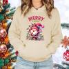 New Christmas Santa Claus Merry Bright Print Hoodies Women Causal Tops Unisex Harajuku Long Sleeve Sweatshirts