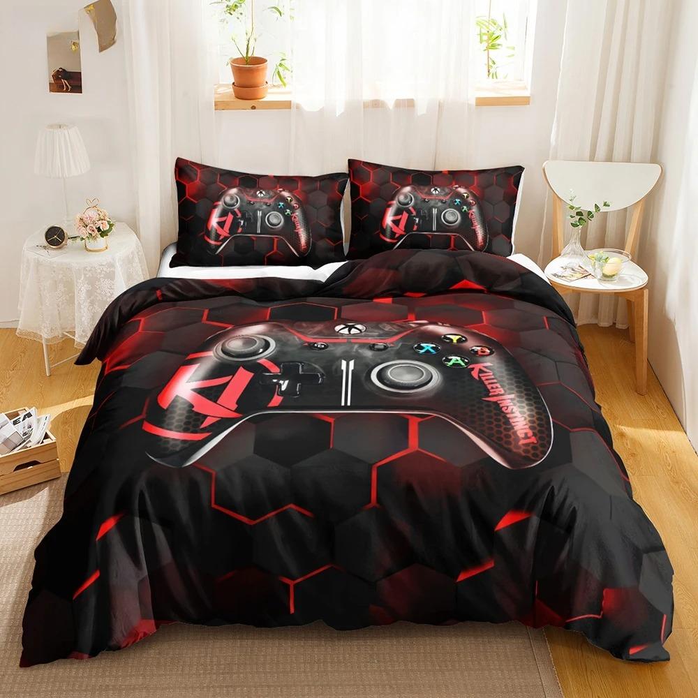 

Комплекты постельного белья для геймеров для мальчиков, пододеяльник для геймпада, размер King Size, пододеяльник для видеоигр, пододеяльник для подростков из полиэстера 70x133cm 2pcs