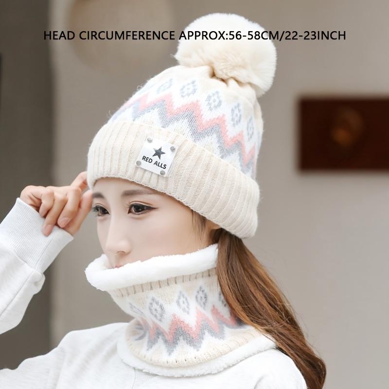 2pcs Women's Winter Hat & Face Mask Set - Soft Fleece, Elastic Stretch Fit, Machine Washable, Cozy Fleece Lined for Skiing, Cycling, Cold Weather