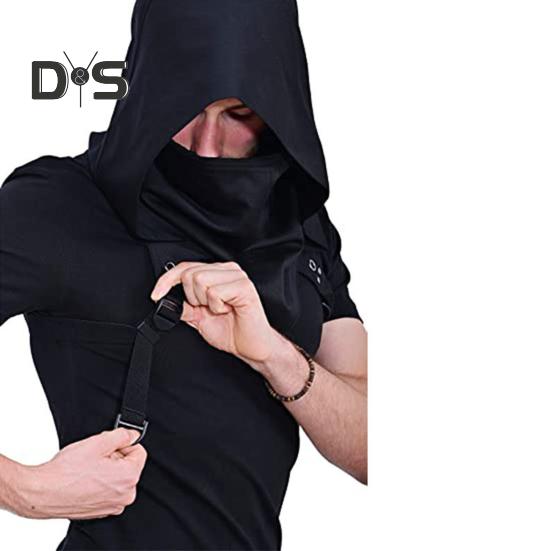 Cyberpunk Cowl Hood Scarf Short Medieval Cape Assassin Hat Pagan Costume Accessory Warrior Cloak Outfit for Halloween Cosplay