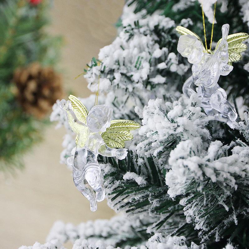 (4 Pcs/bag) 5x7cm Christmas Transparent Angel Pendant Holiday Party New Year Decoration Home Creative Children's Gift Plastic