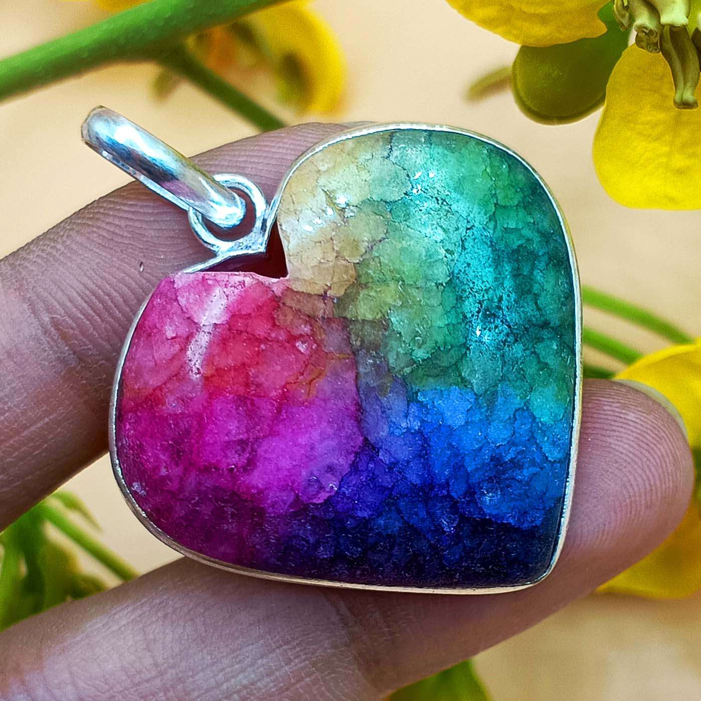 

Подвеска из радужного солнечного кварца с драгоценным камнем, стерлинговое серебро 925 пробы, ювелирные изделия ручной работы omcj-HPP311