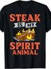 Funny Graphic, Men's T-Shirt, Steak Is My Spirit Animal Flame Meat Design, Summer Barbecue Party