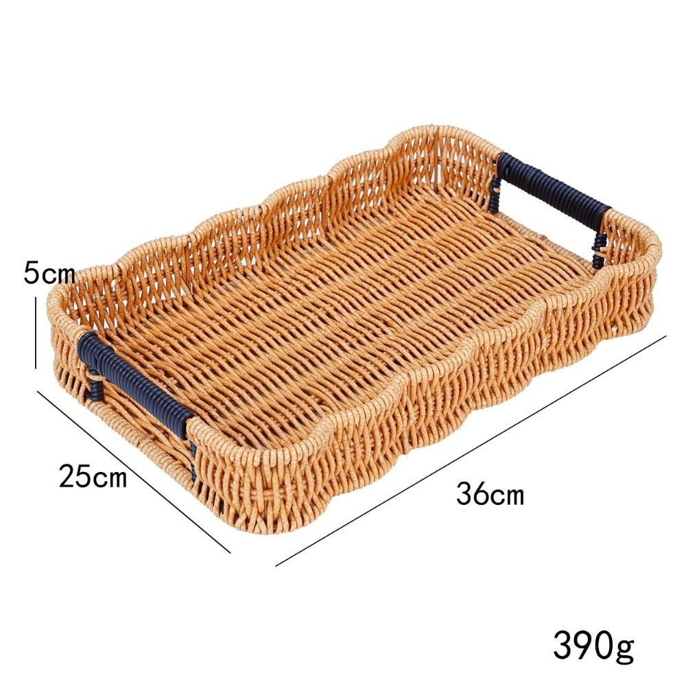 Retro-Stil Weiden-Serviertablett Handgeflochtenes Kunststoff-Rattan-Aufbewahrungstablett Küchenaufbewahrung