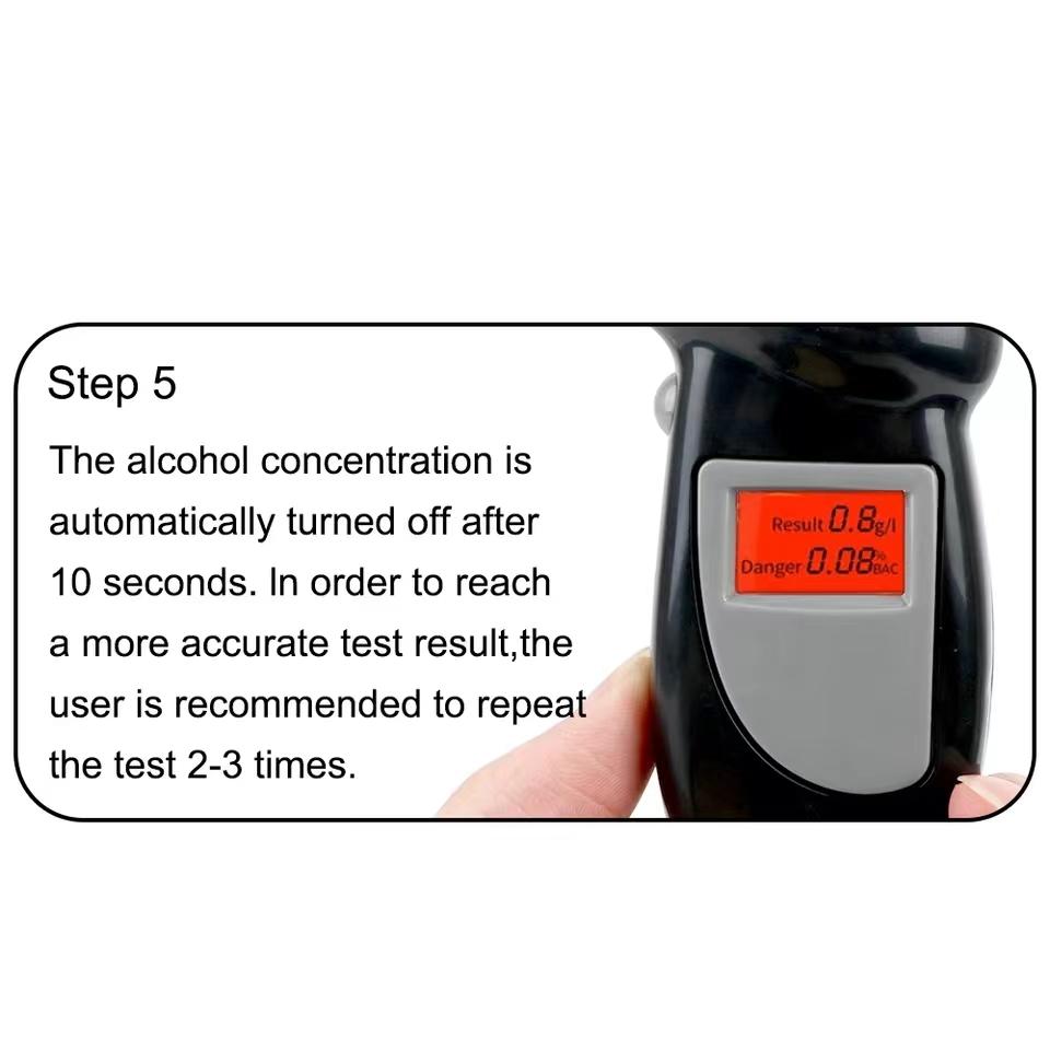 Handheld Alcohol Tester LCD Screen Digital Alcohol Detector Breath Breathalyze Police Alcotest Backlight Display