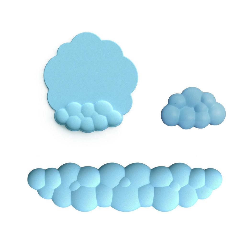 Cloud Leather Mouse Pad & Memory Foam Wrist Rest - Non-Slip Silicone Keyboard Support