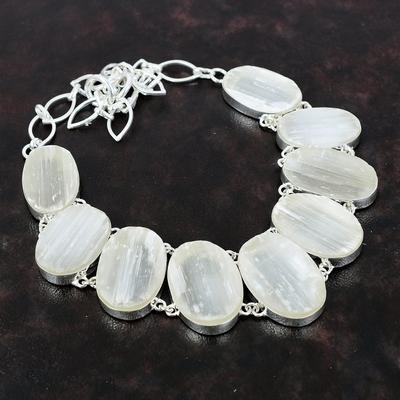 Selenit Druzy náhrdelník 925 mincový striebro náhrdelník skutočný drahokam ručne vyrábané šperky náhrdelník s nastaviteľnou retiazkou darček pre ženy starožitné šperky