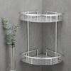 Two Layer Corner Shower Shelf Silver Bathroom Corner Shelf Durable Shower Shelf Rack  Household Use