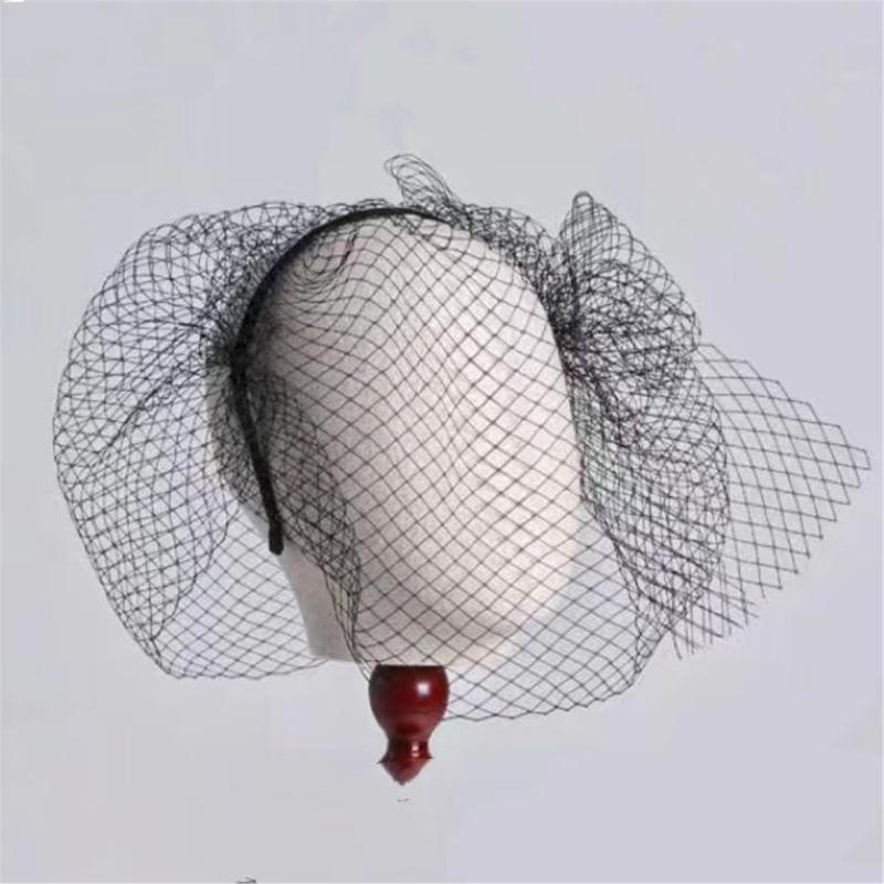 Birdcage Wedding Veil Hairband for Bride Half Face Cover Veil Headband Dance Party Elegant Headdress Evening Party Veil