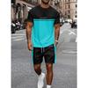 2026 New Summer Men's Patchwork Print Short-Sleeve Shirt and Shorts Set