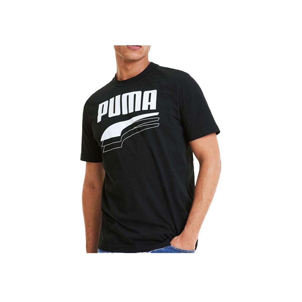 Puma Letter Print Casual Short Sleeve T-Shirt Men Tops Black 582772-01