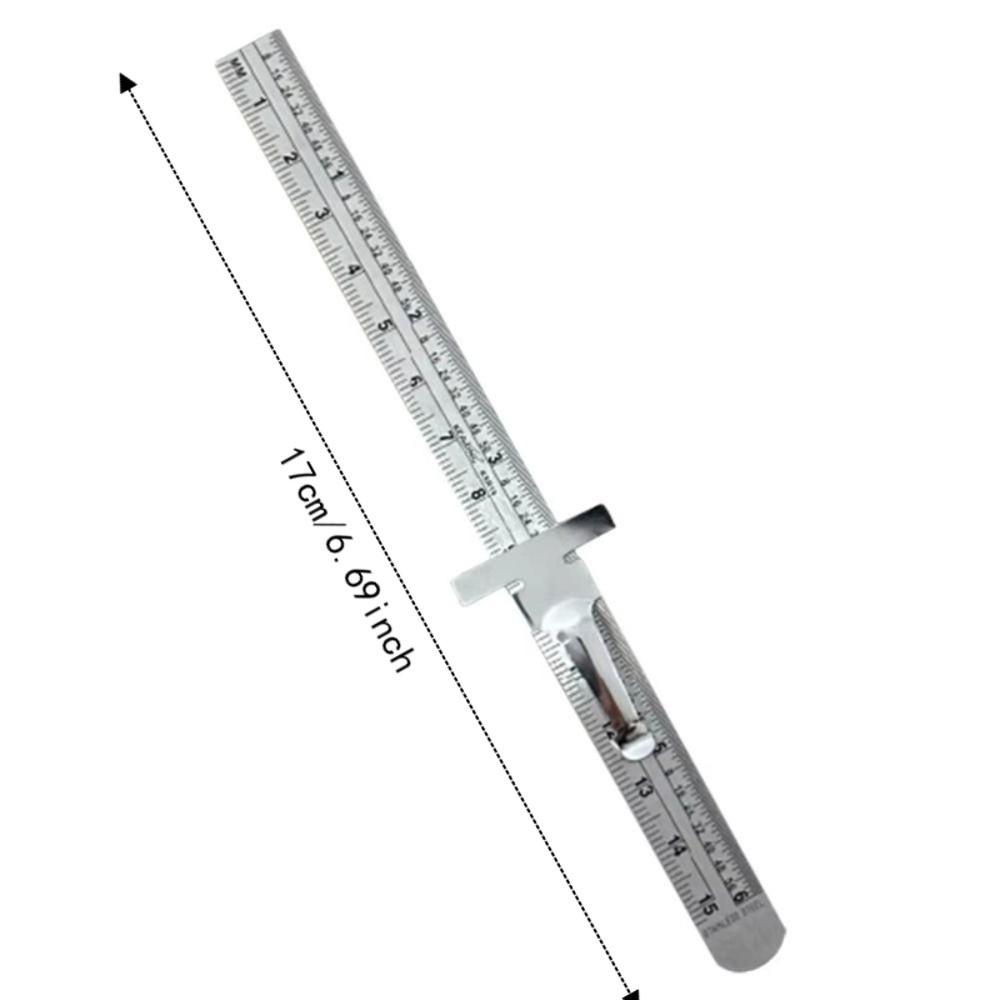 Detachable Clip Stainless Steel Ruler Accurate Scale Measuring Gauge Pocket Ruler  Sewing Craft